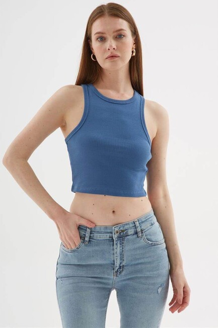 Kadın Crop Atlet 25Y0033K1 Mavi
