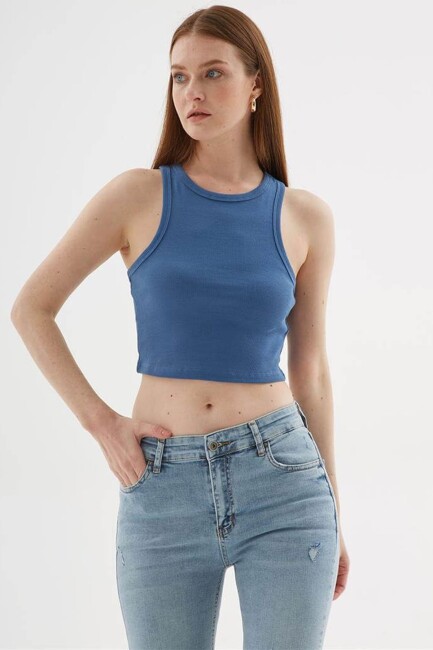 Kadın Crop Atlet 25Y0033K1 Mavi (1)