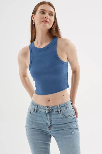 Kadın Crop Atlet 25Y0033K1 Mavi (2)