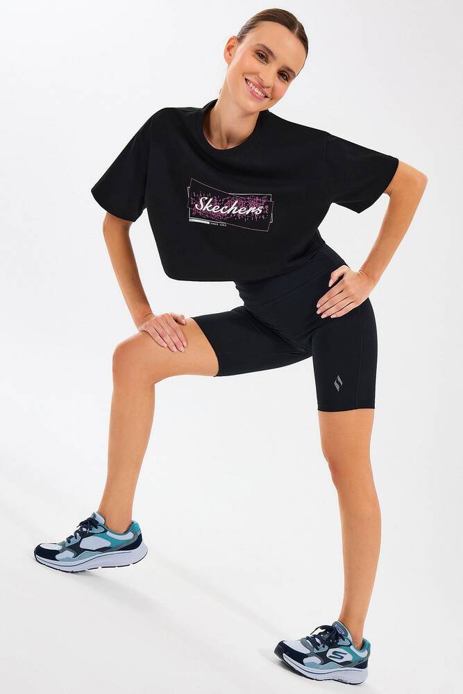 Kadın Crop Fit Graphic Tişört S2510144-001 Siyah 