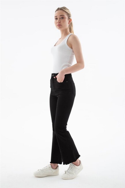 Kadın Crop Flare Denim Pantolon 26Y0294K1 Siyah (1)
