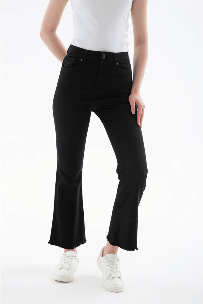 Kadın Crop Flare Denim Pantolon 26Y0294K1 Siyah 