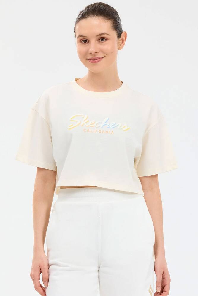 Kadın Crop Graphic Tişört S2610054-3855 Beyaz 