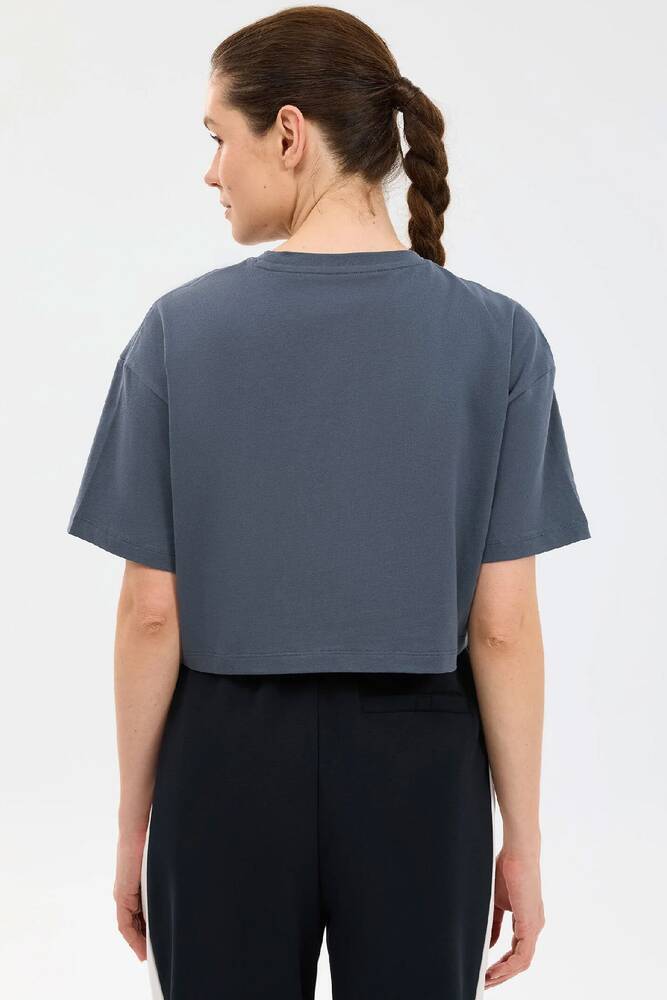 Kadın Crop Graphic Tişört S2610054-3998 Gri 