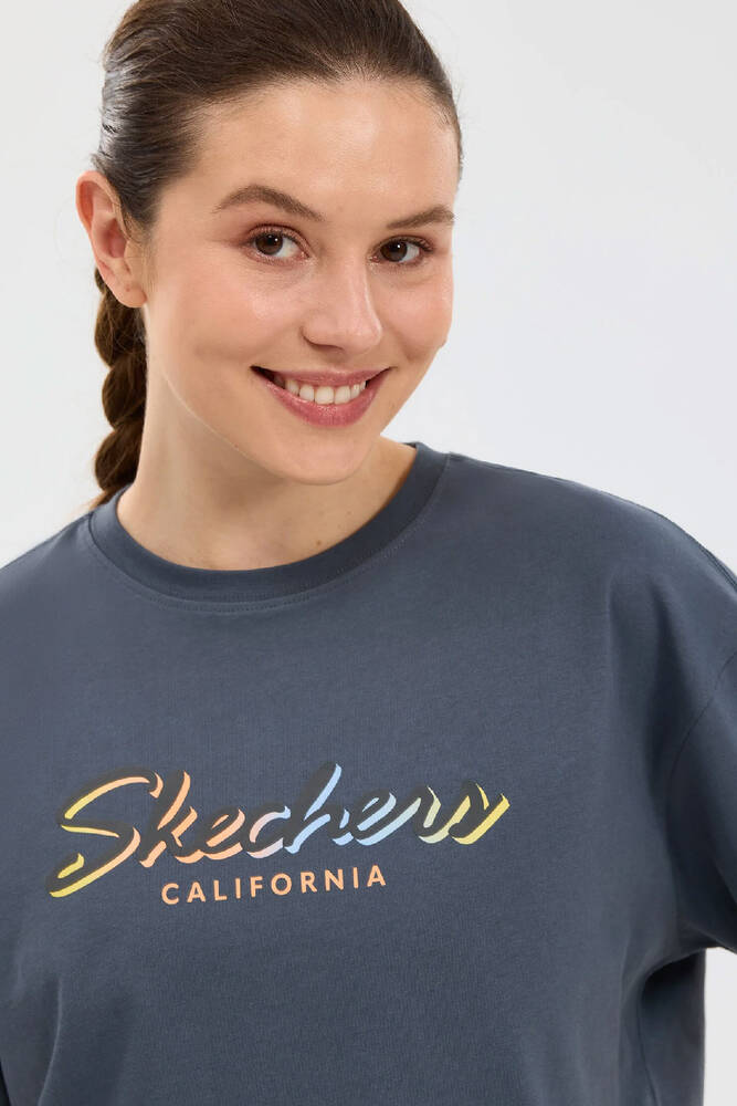 Kadın Crop Graphic Tişört S2610054-3998 Gri 