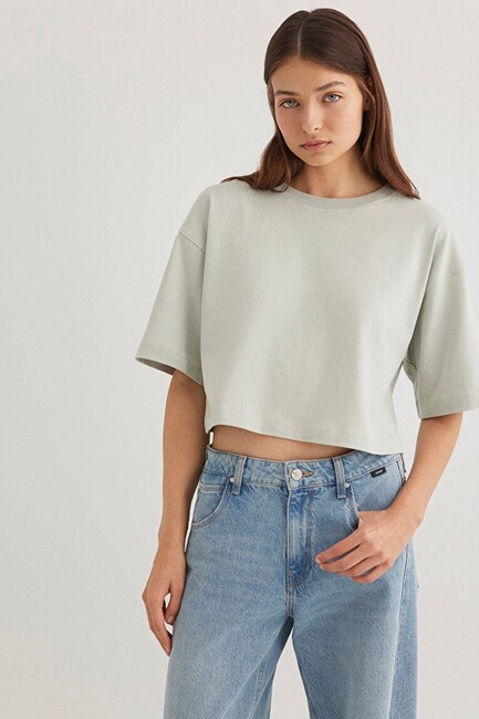 Kadın Crop Tişört 1612377-70082 Gri (1)
