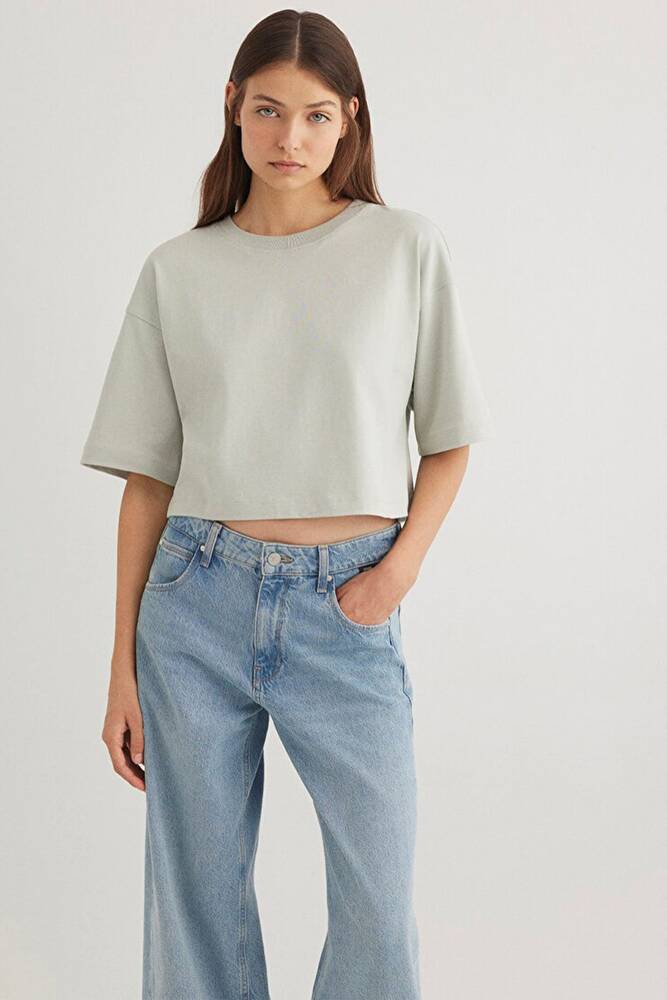 Kadın Crop Tişört 1612377-70082 Gri 