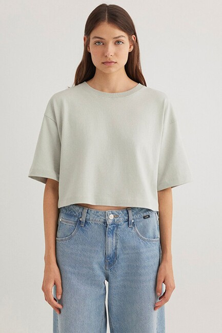 Kadın Crop Tişört 1612377-70082 Gri (3)