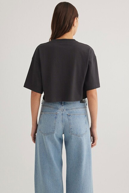 Kadın Crop Tişört 1612377-70087 Gri - Thumbnail