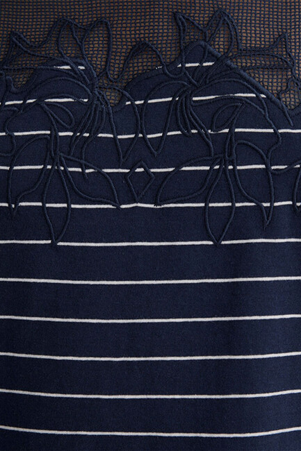 Kadın Dantel Detaylı Tişört 1612306-85500 Lacivert - Thumbnail