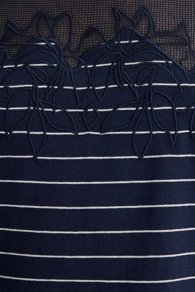 Kadın Dantel Detaylı Tişört 1612306-85500 Lacivert 