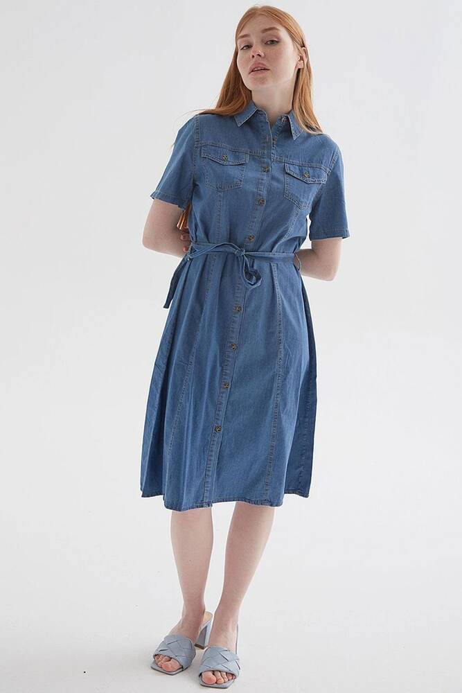 Kadın Denim Elbise 25Y0108K1 Mavi 