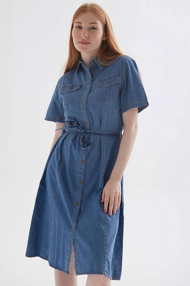 Kadın Denim Elbise 25Y0108K1 Mavi 