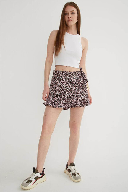 Kadın Desenli Şort Etek 25Y0183K1 Mor (1)