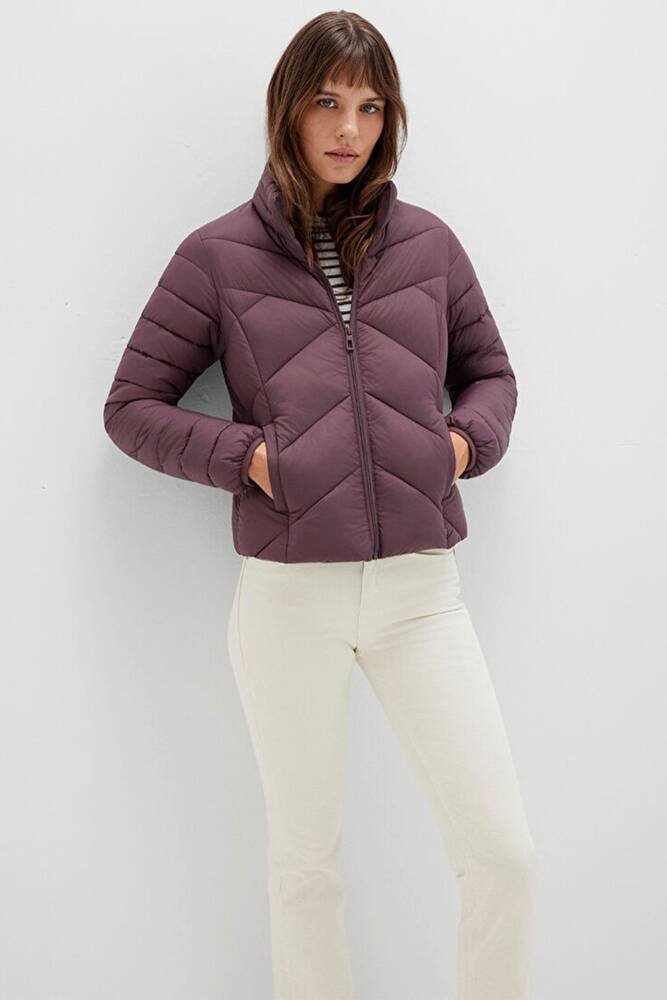 Kadın Dik Yaka Ceket 110698-70260 Mor 