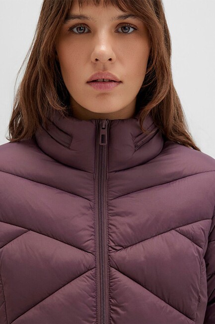 Kadın Dik Yaka Ceket 110698-70260 Mor - Thumbnail