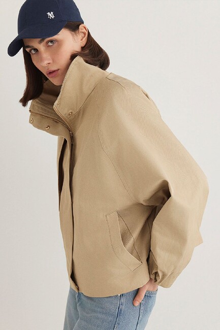 Kadın Dik Yaka Ceket 1110647-35565 Bej (1)