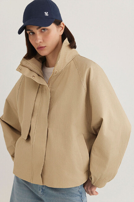 Kadın Dik Yaka Ceket 1110647-35565 Bej (2)