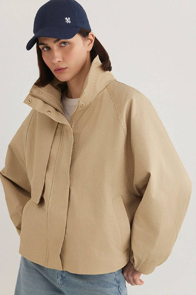 Kadın Dik Yaka Ceket 1110647-35565 Bej 