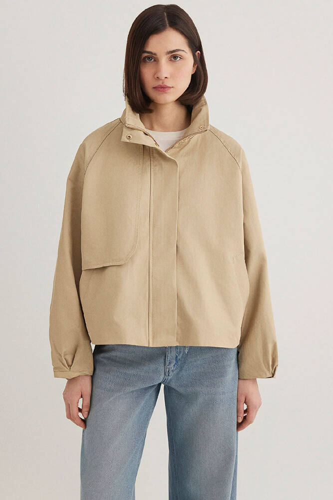 Kadın Dik Yaka Ceket 1110647-35565 Bej 