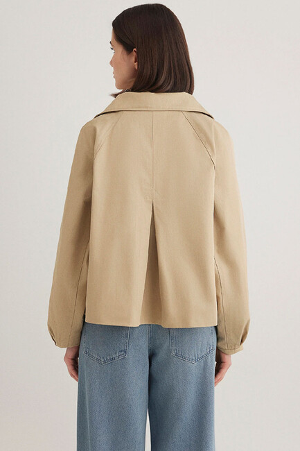 Kadın Dik Yaka Ceket 1110647-35565 Bej - Thumbnail