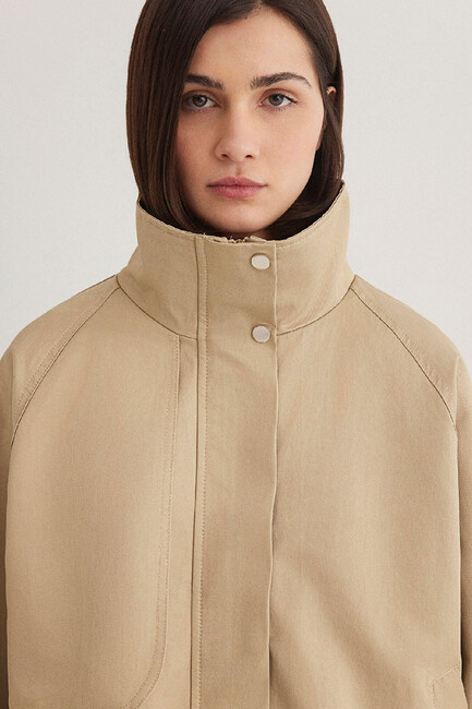 Kadın Dik Yaka Ceket 1110647-35565 Bej - Thumbnail
