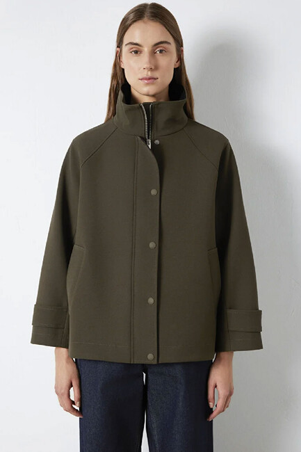 Kadın Dik Yaka Ceket 1110827-71543 Haki - Thumbnail