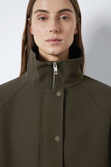 Kadın Dik Yaka Ceket 1110827-71543 Haki - Thumbnail