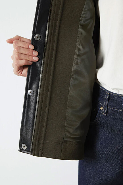 Kadın Dik Yaka Ceket 1110827-71543 Haki - Thumbnail