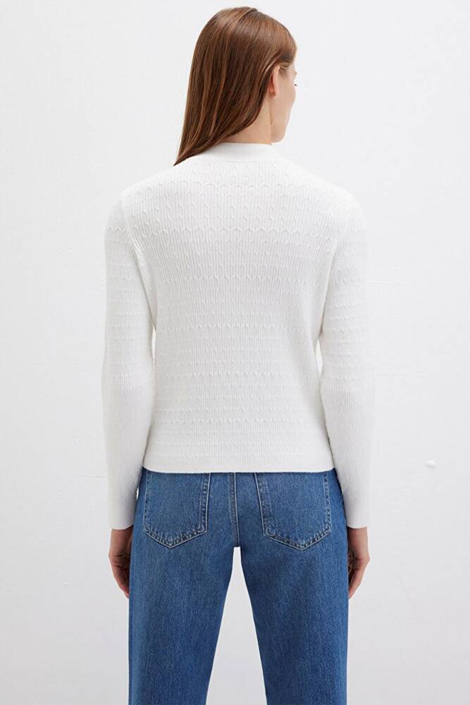 Kadın Dik Yaka Kazak 1710798-70057 Beyaz 