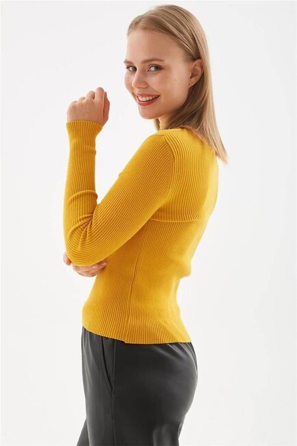 Kadın Dik Yaka Kazak 24K0112K1 Sarı (2)