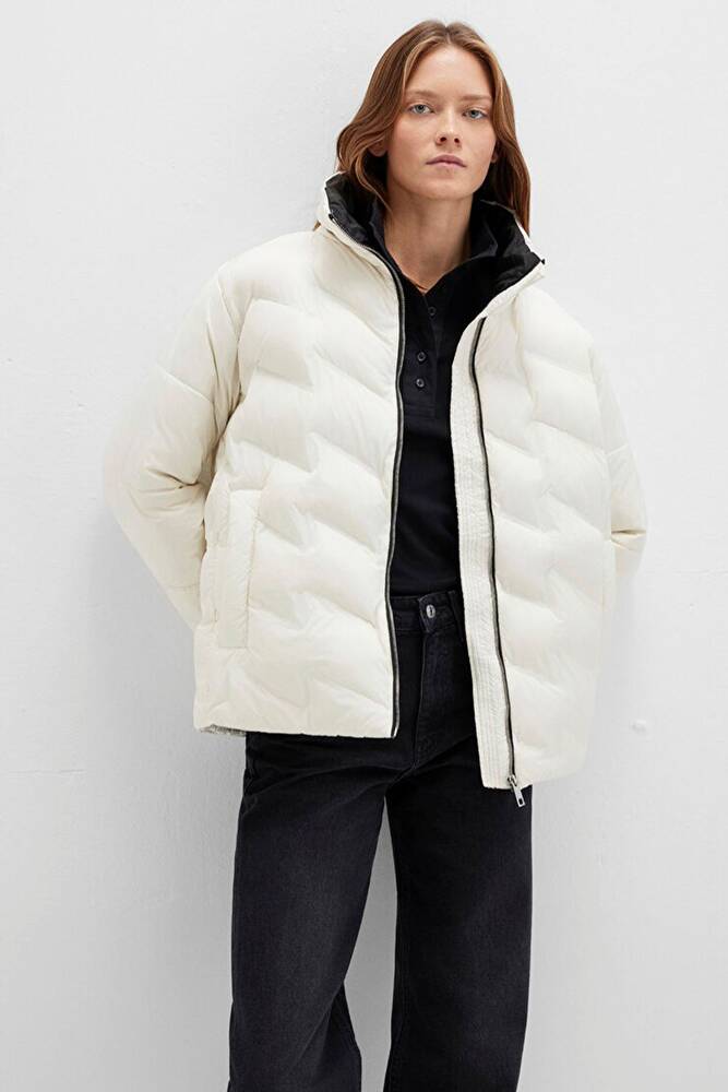 Kadın Dik Yaka mont 1110714-86412 Ekru 