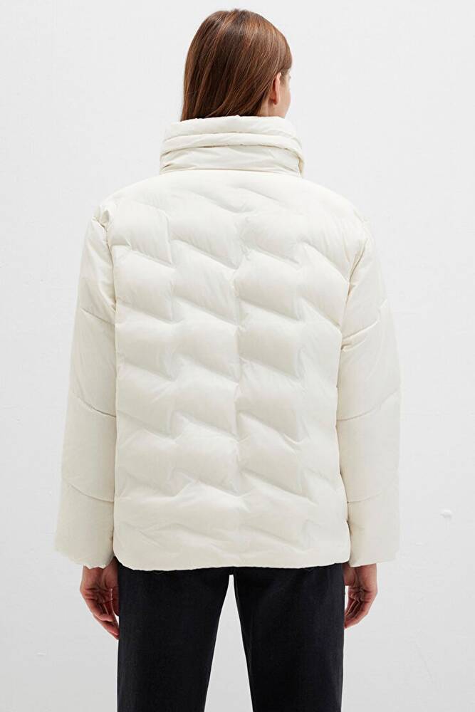 Kadın Dik Yaka mont 1110714-86412 Ekru 