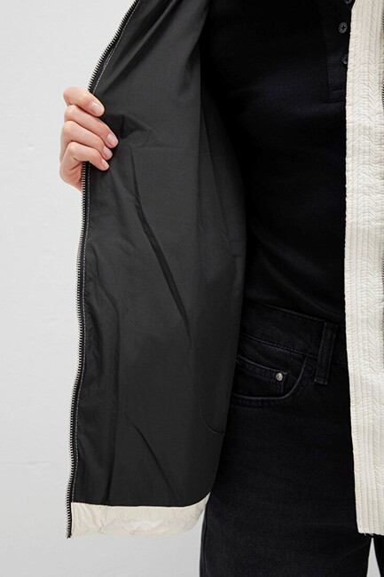 Kadın Dik Yaka mont 1110714-86412 Ekru - Thumbnail