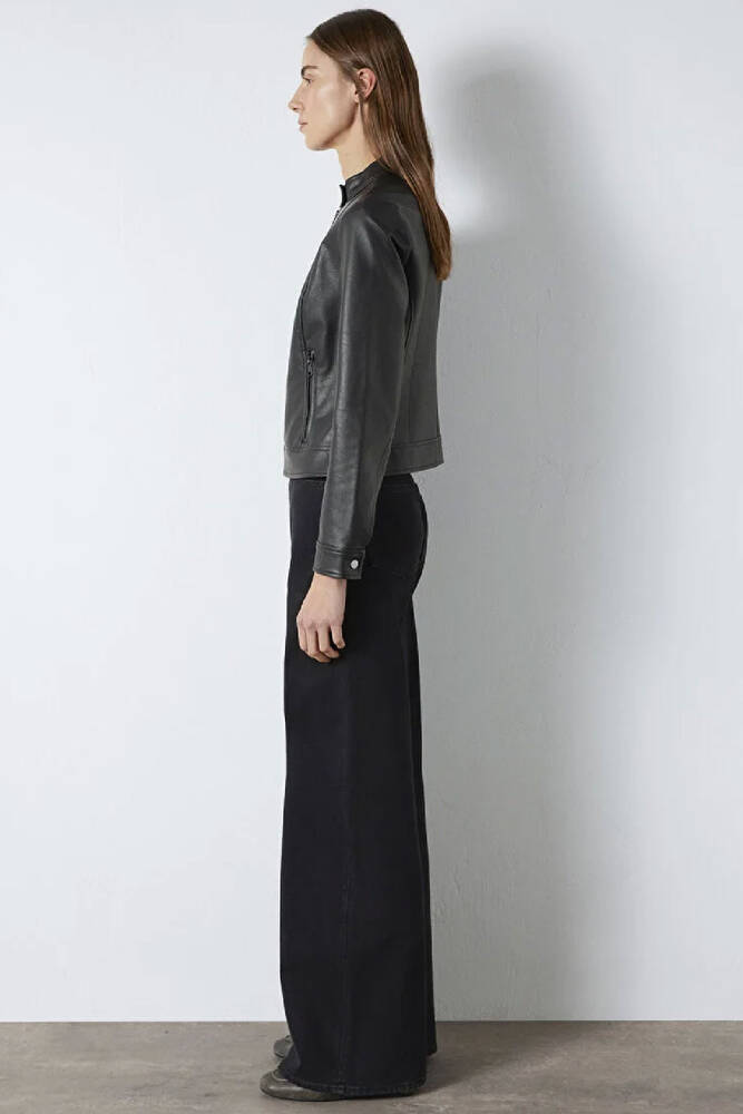 Kadın Dik Yaka PU Ceket 1110598-900 Siyah 