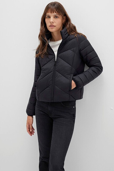 Kadın Dik Yaka Şişme Mont 110698-900 Siyah (2)