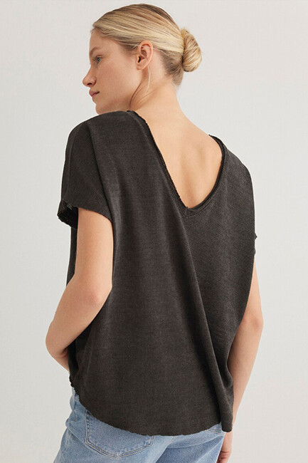 Kadın Dokulu Tişört 167311-70087 Gri - Thumbnail