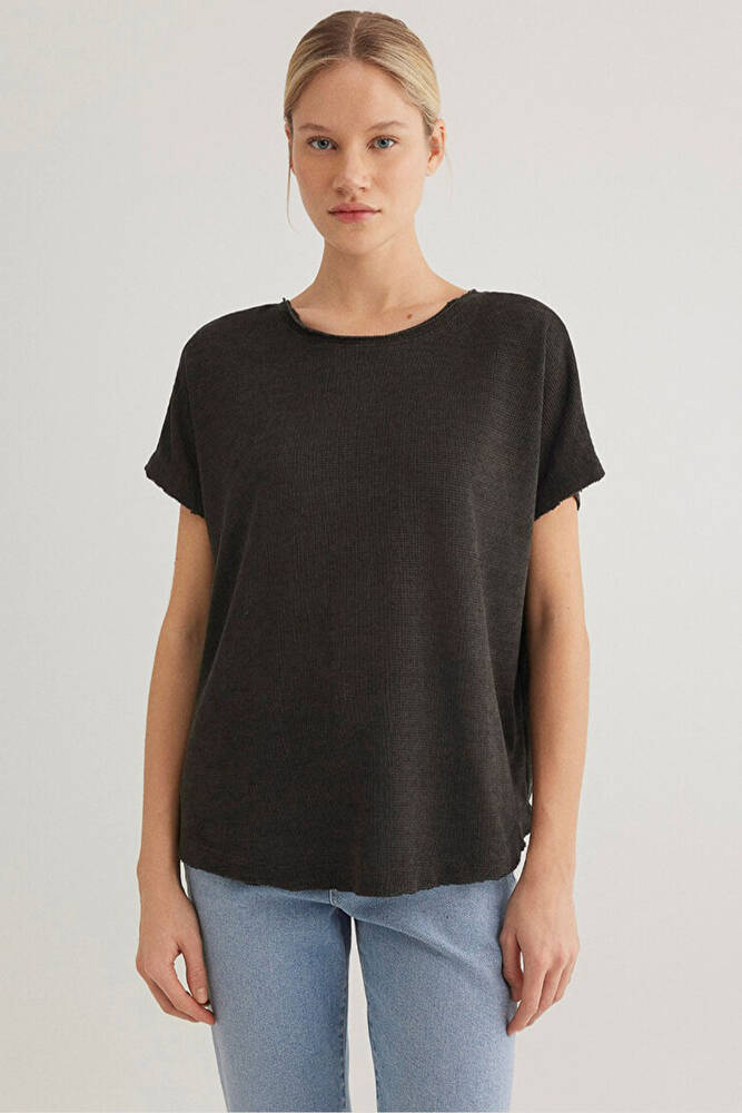 Kadın Dokulu Tişört 167311-70087 Gri 