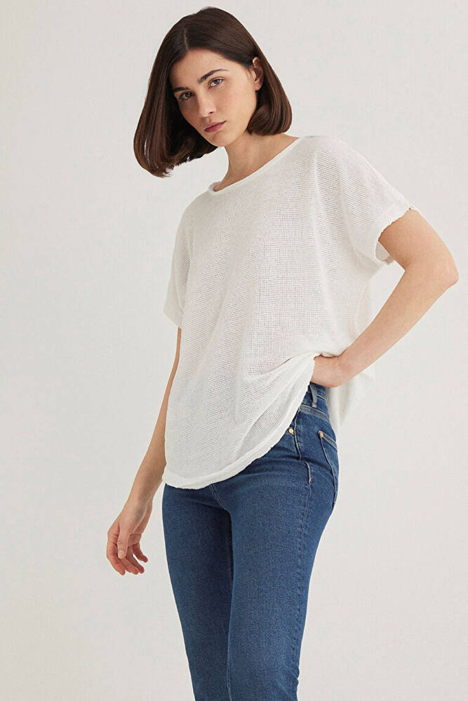 Kadın Dokulu Tişört 167311-81964 Beyaz 