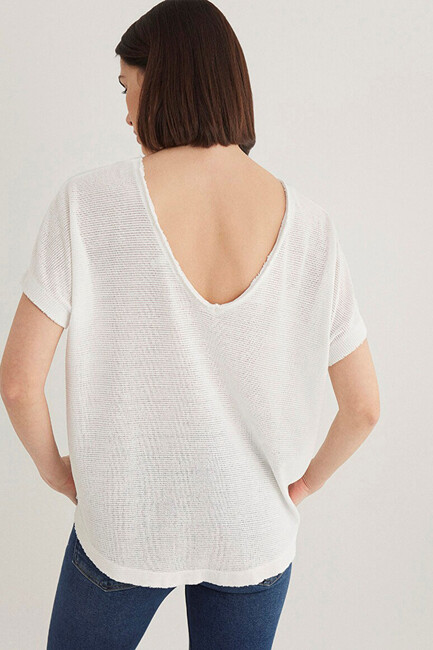 Kadın Dokulu Tişört 167311-81964 Beyaz (2)
