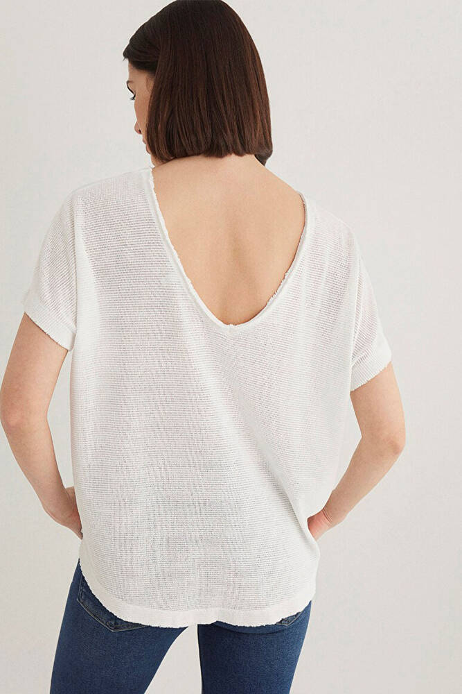 Kadın Dokulu Tişört 167311-81964 Beyaz 