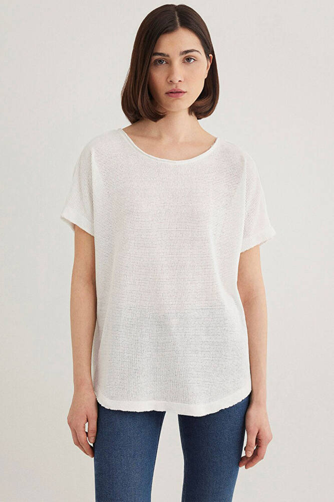 Kadın Dokulu Tişört 167311-81964 Beyaz 