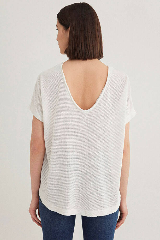 Kadın Dokulu Tişört 167311-81964 Beyaz 