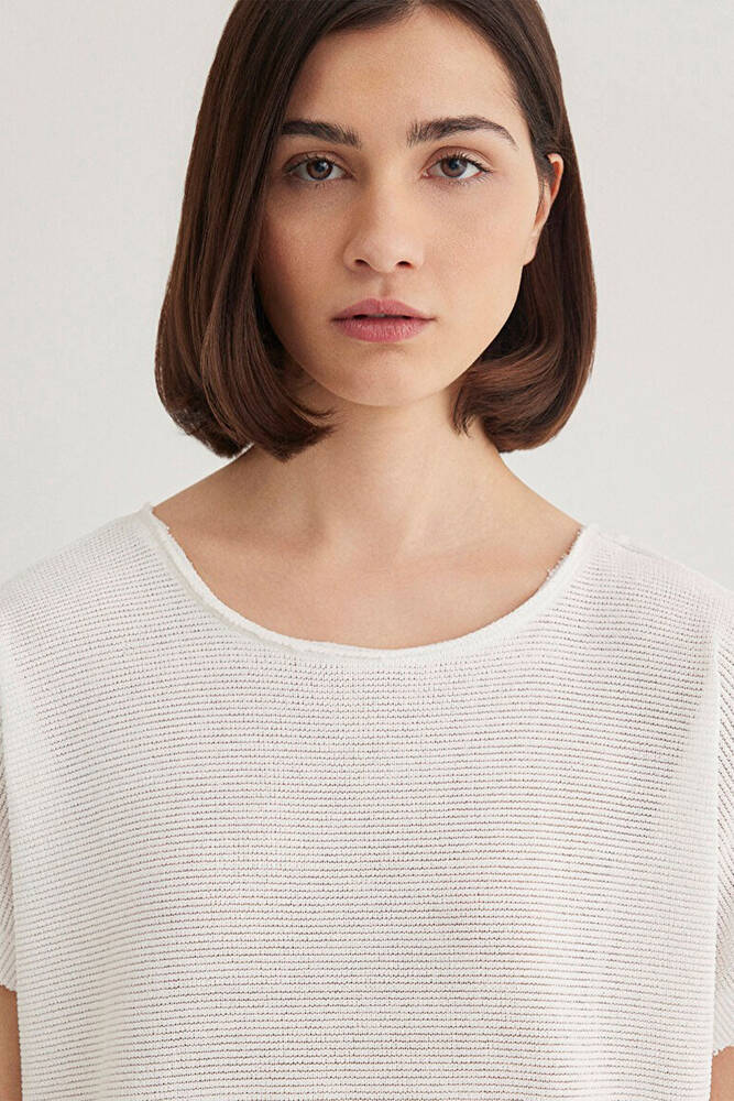 Kadın Dokulu Tişört 167311-81964 Beyaz 