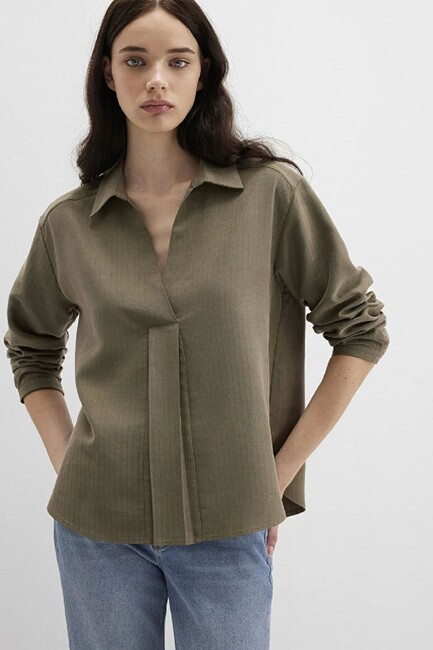 Kadın Dokuma Bluz 1211423-87538 Haki (2)