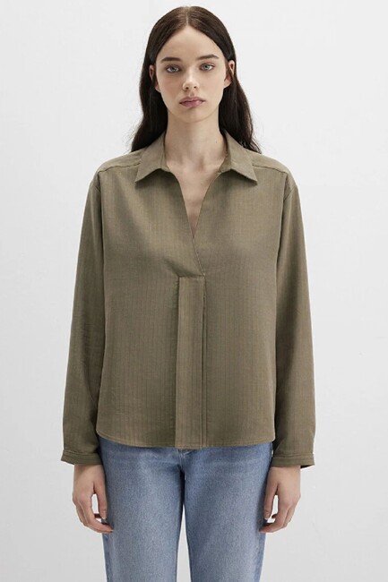 Kadın Dokuma Bluz 1211423-87538 Haki (3)