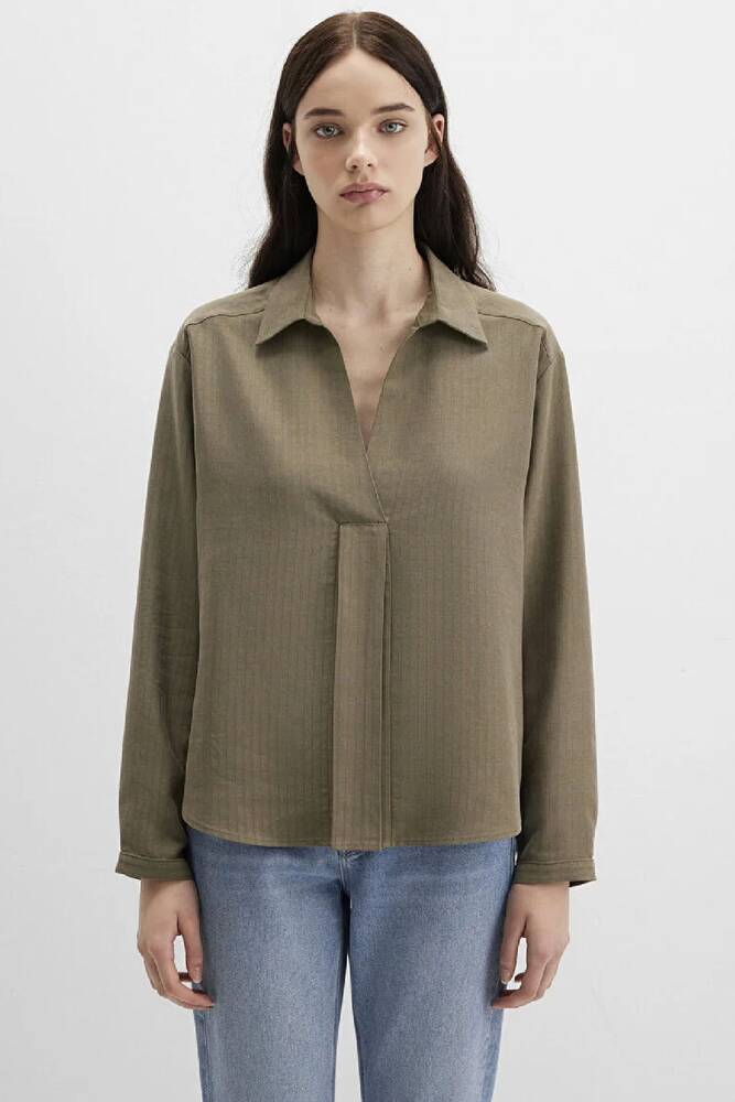 Kadın Dokuma Bluz 1211423-87538 Haki 