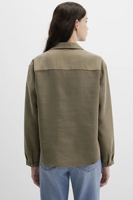 Kadın Dokuma Bluz 1211423-87538 Haki - Thumbnail