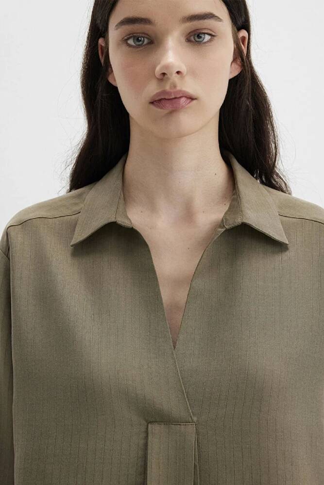 Kadın Dokuma Bluz 1211423-87538 Haki 