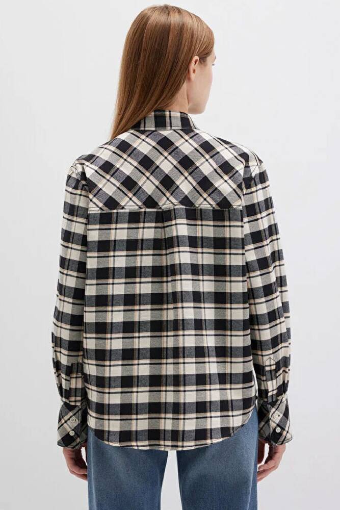 Kadın Dokuma Gömlek 1211303-88238 Siyah 